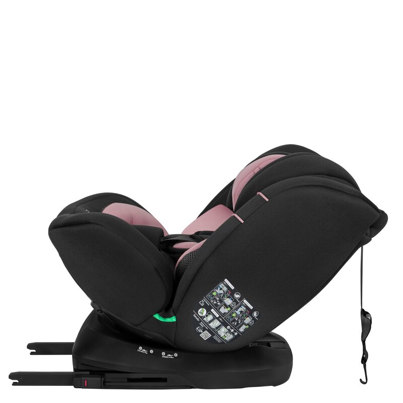 Scaun auto, Lionelo, Bastiaan i-Size, 4 in 1, Protectie laterala, Spatar inclinabil in 4 pozitii, Tetiera reglabila in 7 pozitii, Rotire 360 grade, Top Tether, 0-36 Kg, 40-150 cm, Isofix, Conform ECE R12903, Roz deschis