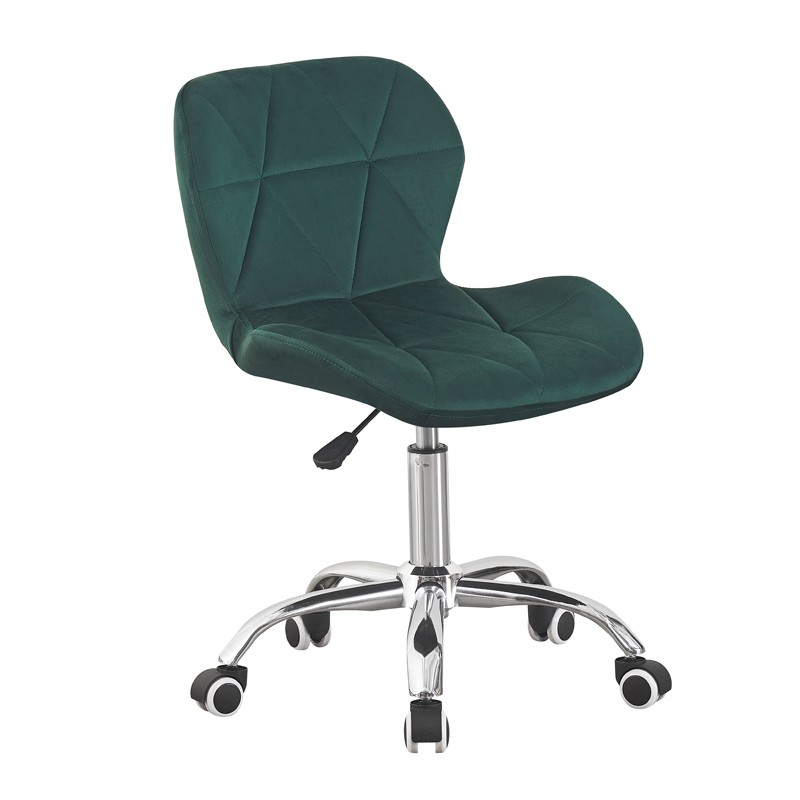 Scaun birou, stil scandinav, tapiterie catifea, reglabil pe inaltime, baza otel cromat, verde - 5