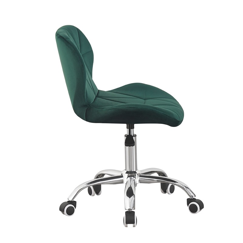 Scaun birou, stil scandinav, tapiterie catifea, reglabil pe inaltime, baza otel cromat, verde - 1