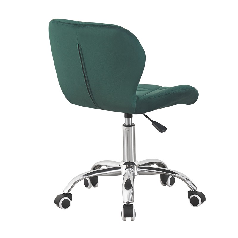 Scaun birou, stil scandinav, tapiterie catifea, reglabil pe inaltime, baza otel cromat, verde - 2