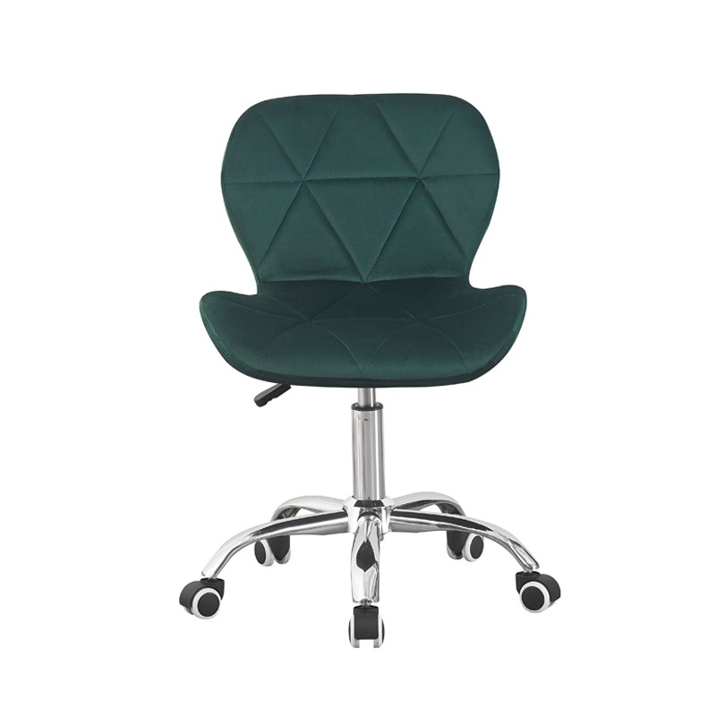 Scaun birou, stil scandinav, tapiterie catifea, reglabil pe inaltime, baza otel cromat, verde - 3