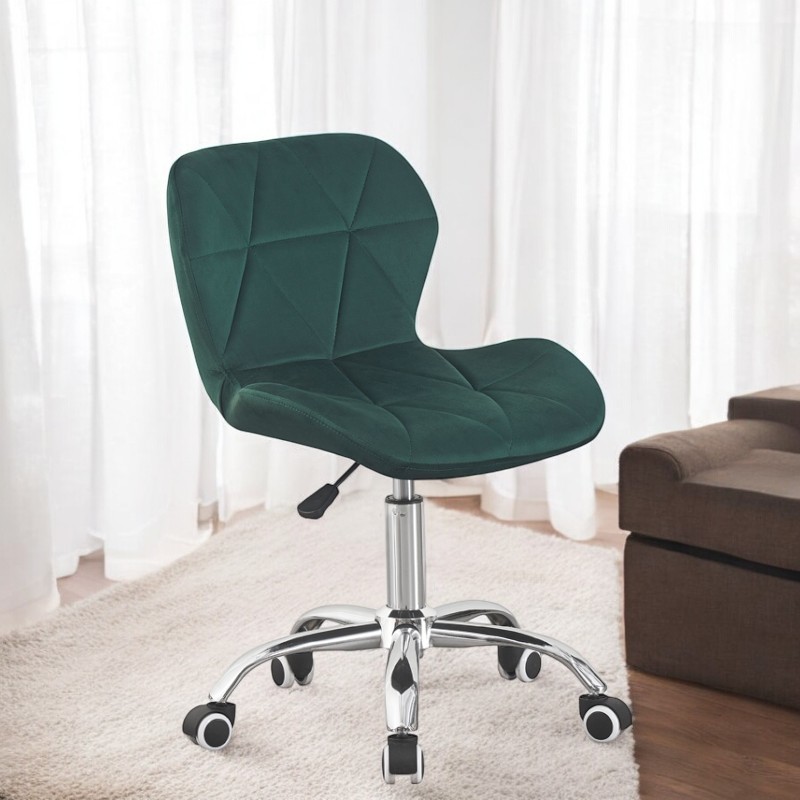 Scaun birou, stil scandinav, tapiterie catifea, reglabil pe inaltime, baza otel cromat, verde - 4