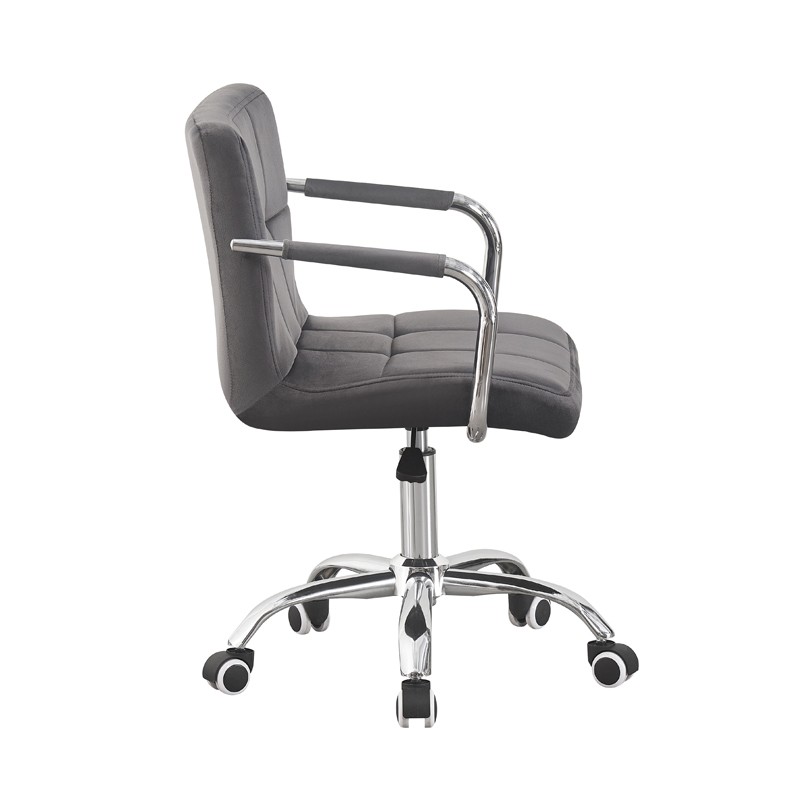 Scaun de birou, conferinte, inaltime 78-90 cm, baza si manere cromate, roti pivotante, velur gri - 3