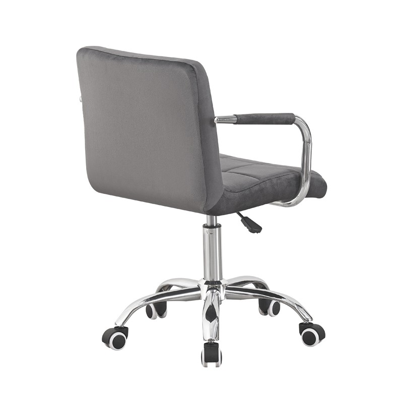 Scaun de birou, conferinte, inaltime 78-90 cm, baza si manere cromate, roti pivotante, velur gri - 4