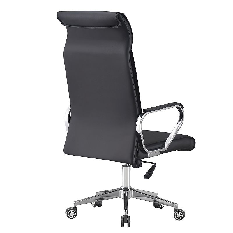 Scaun ergonomic de birou, piele ecologica, inaltime reglabila, baza si manere otel cromat, negru - 2