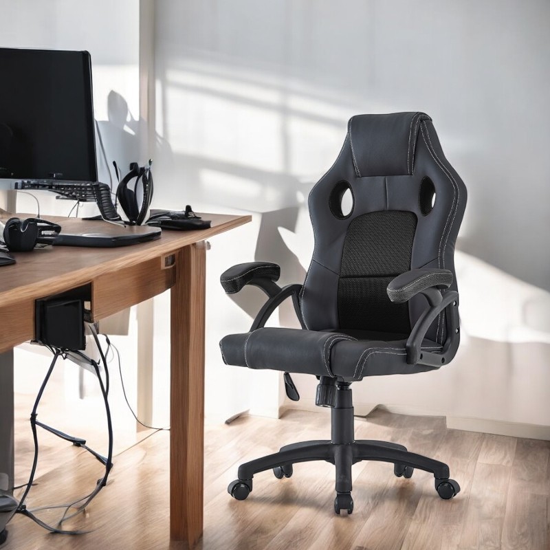 Scaun ergonomic gaming, inaltime reglabila, tetiera si cotiere capitonate, maxim 150 kg, rotire 360 grade, pvc si mesh - 3