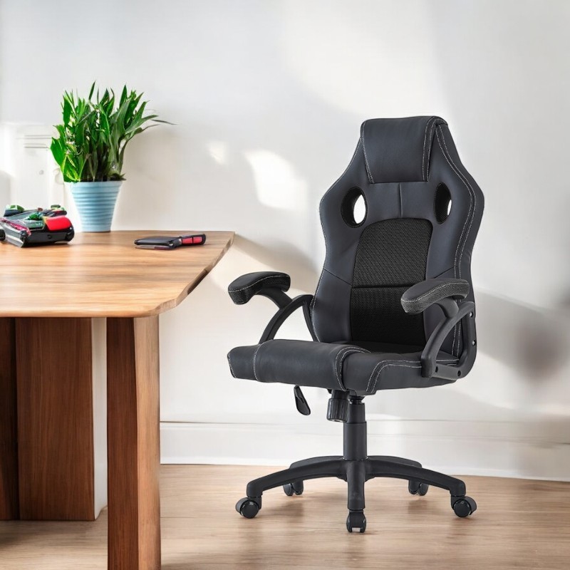 Scaun ergonomic gaming, inaltime reglabila, tetiera si cotiere capitonate, maxim 150 kg, rotire 360 grade, pvc si mesh - 4