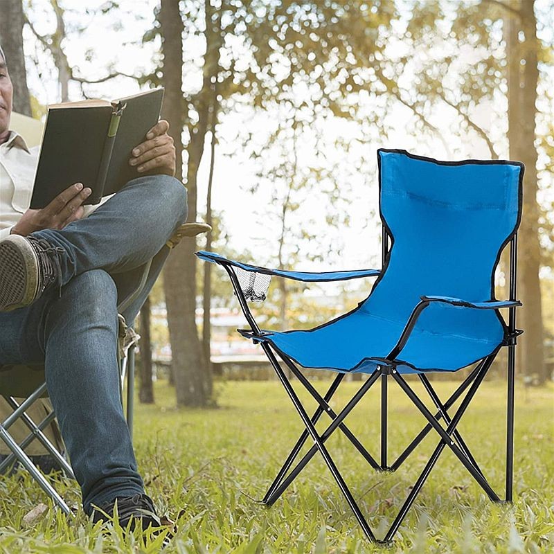 Scaun pliabil camping, manere, suport pahar, 50x82x80 cm - 1 | YEO