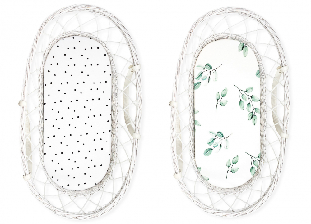 Set 2 cearceafuri cu elastic pentru landoucosulet bebe Bumbac EucaliptPuncte Sleepee
