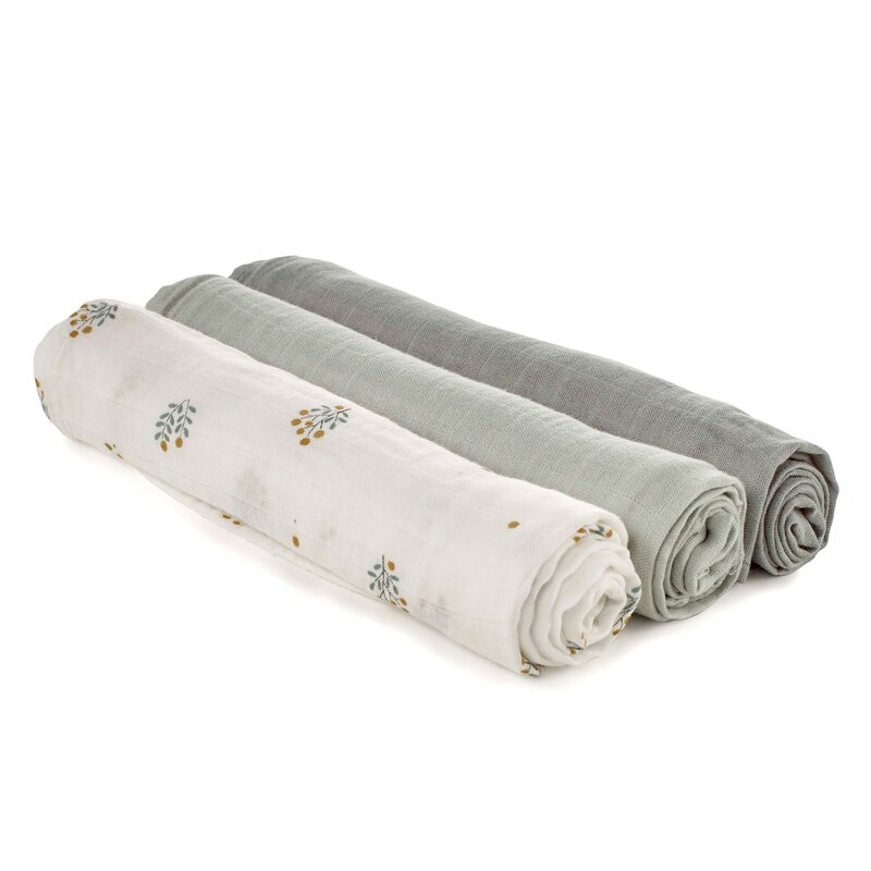 Set 3 scutece Jane din muselina de bambus 80 x 80 cm Botanic