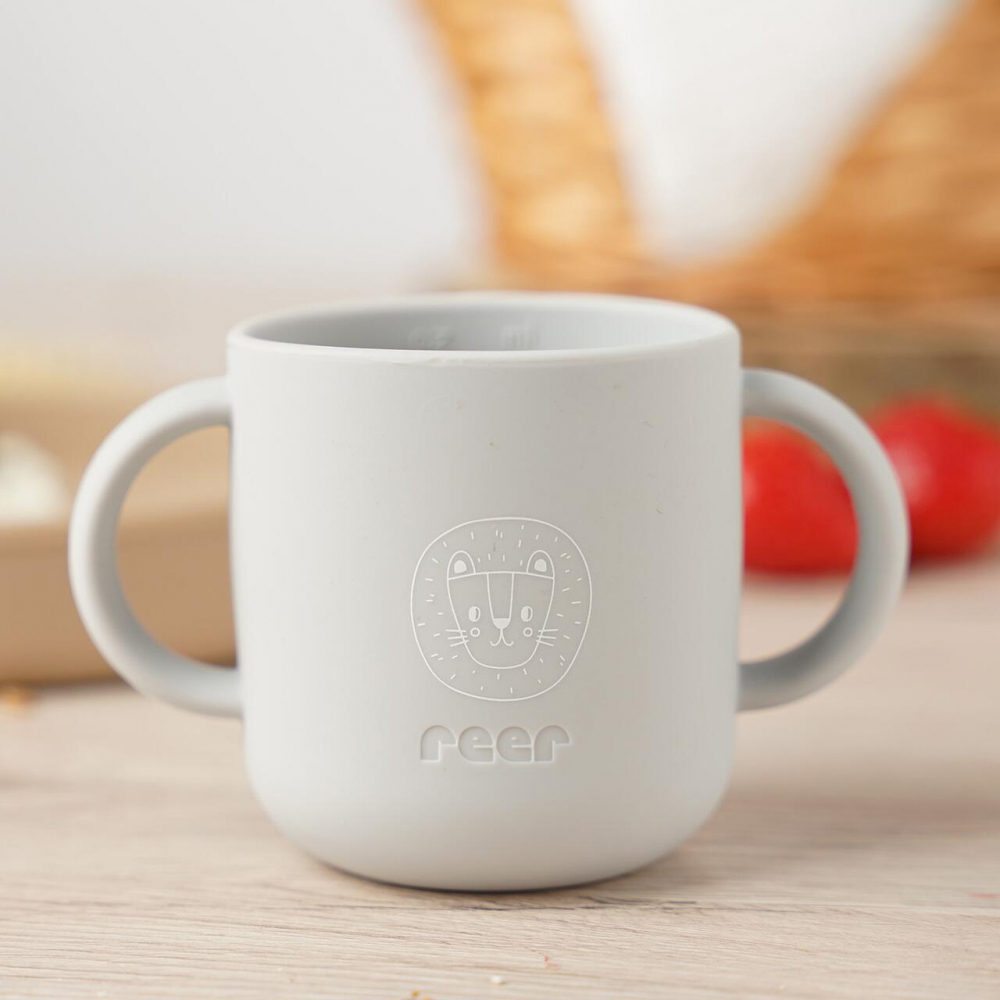Set 4 piese vesela din silicon pentru copii, fara BPA, lavabile in masina de spalat vase Bej