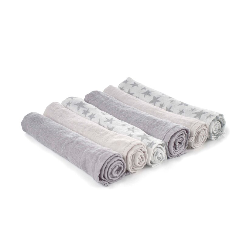 Set 6 scutece Jane din muselina de bambus 35x35 cm Star - 1 | YEO