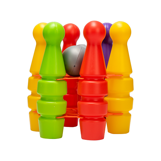 Set bowling pentru copii Huby Toys cu popice multicolore si bile in suport din plastic - 1 | YEO
