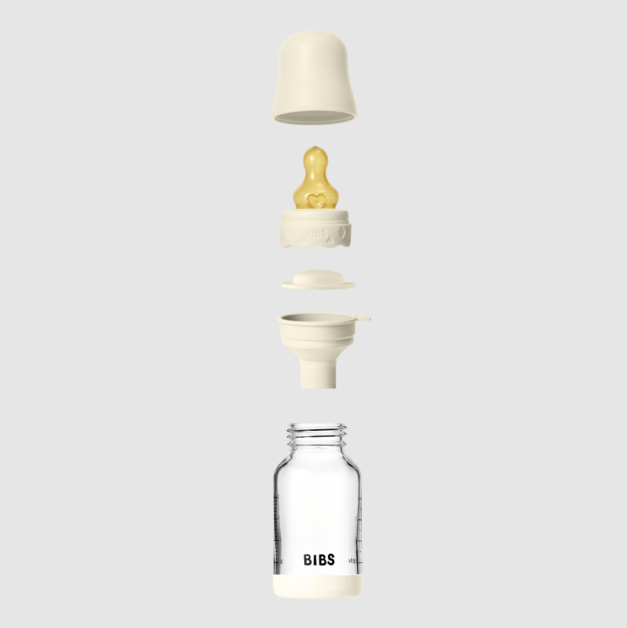 Set complet biberon Boheme din sticla anticolici cu tetina din latex, flux lent, 120 ml Ivory - 2 | YEO