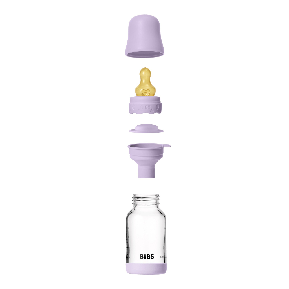 Set complet biberon Boheme din sticla anticolici cu tetina din latex, flux lent, 120 ml, Violet Sky - 2 | YEO