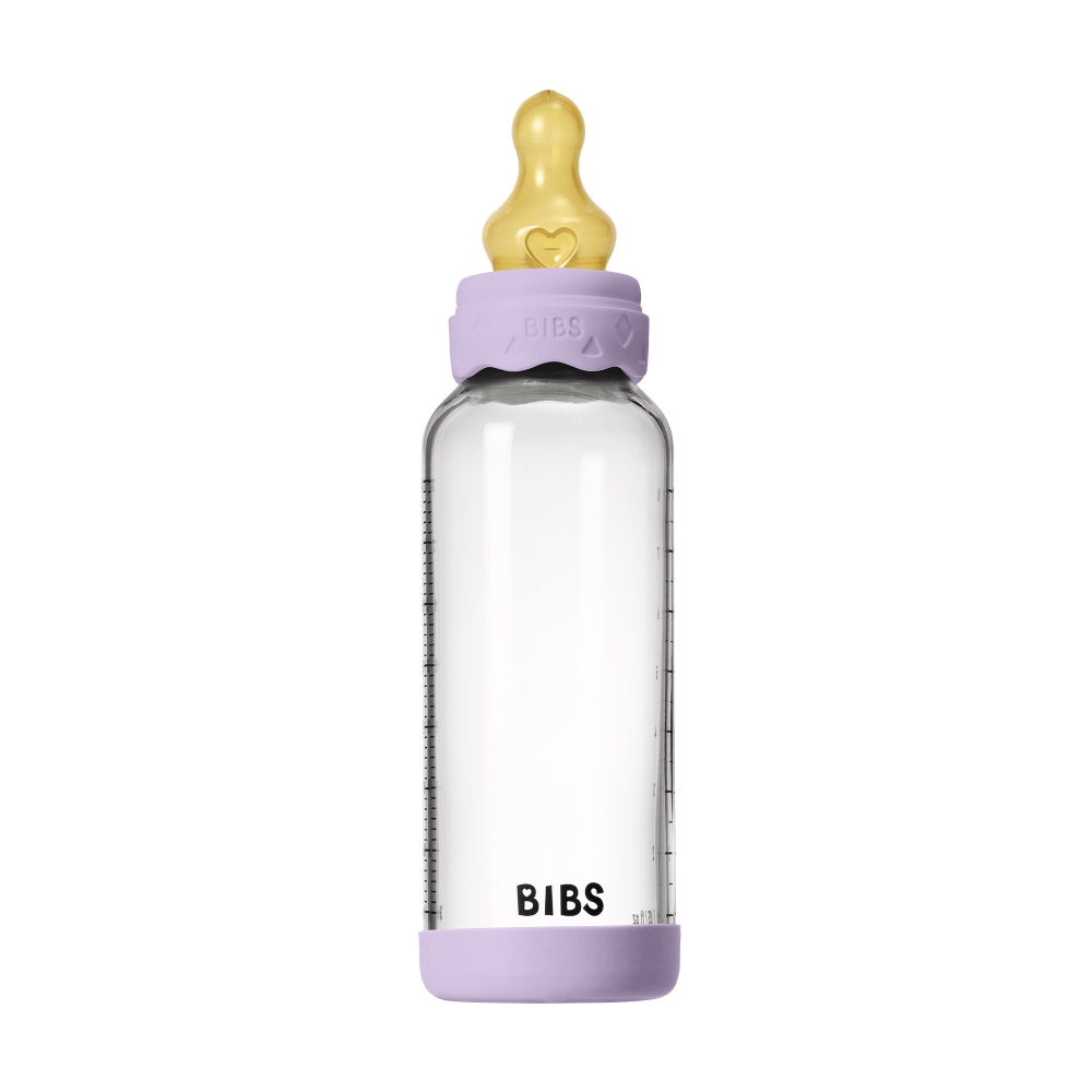 Set complet biberon Boheme din sticla anticolici cu tetina din latex, flux mediu, 240 ml, Violet Sky - 2 | YEO