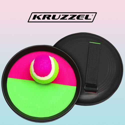 Set de tenis cu velcro pentru copii Kruzzel, include 2 palete compacte si minge, GreenPink - 1 | YEO