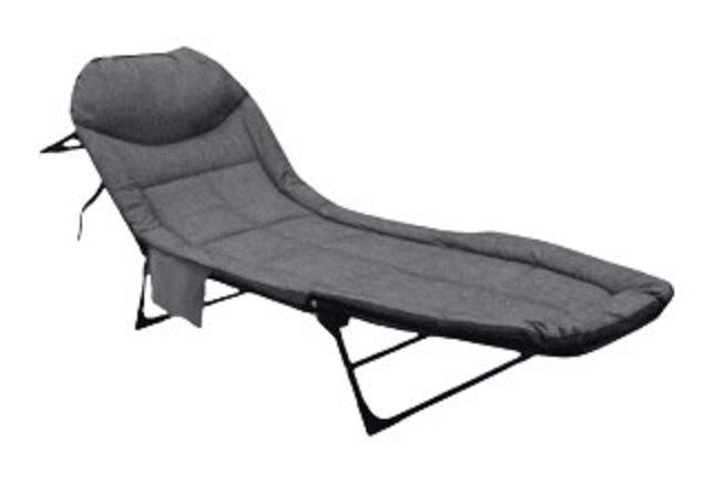 Sezlong pliabil, Ikonka, structura solida din otel, cu spatar reglabil pe 5 trepte si saltea confortabila inclusa, dimensiune 190 x 63 x 30 cm, Grey