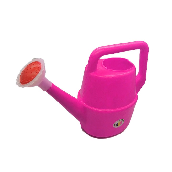 Stropitoare de jucarie pentru copii Huby Toys Pink cu maner si capat cu floricica, dimensiune 25 x 9.5 x 17 cm