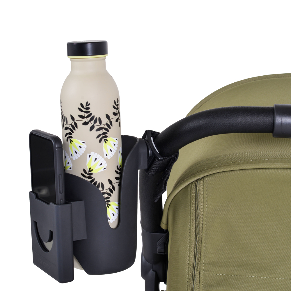 Suport multifunctional 2 in 1 pentru telefonsticlabiberon Cangaroo On The Go Negru,prindere universala cu velcro