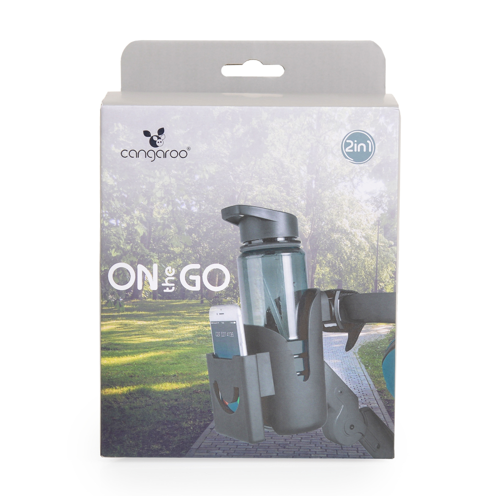 Suport multifunctional 2 in 1 pentru telefonsticlabiberon Cangaroo On The Go Negru,prindere universala cu velcro - 2 | YEO