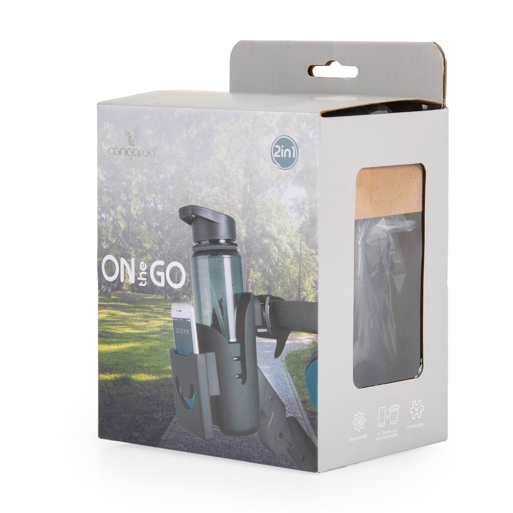 Suport multifunctional 2 in 1 pentru telefonsticlabiberon Cangaroo On The Go Negru,prindere universala cu velcro - 3