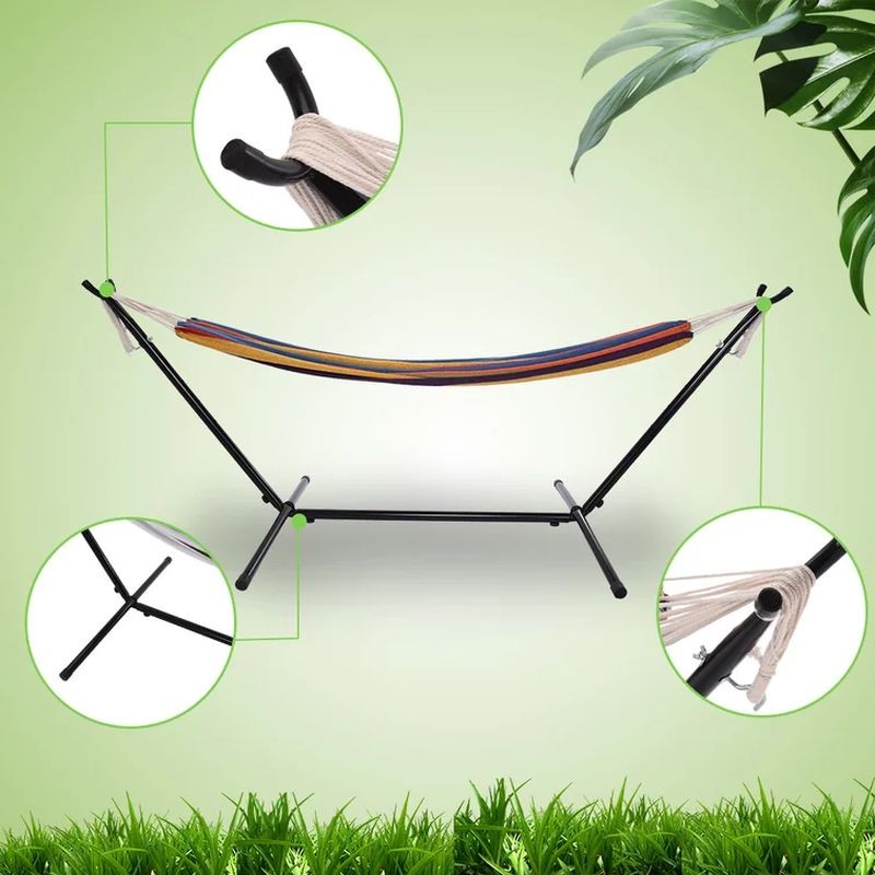 Suport cadru hamac, dimensiune 270x105 cm, metalic, greutate maxima suportata 200 kg, negru - 1 | YEO