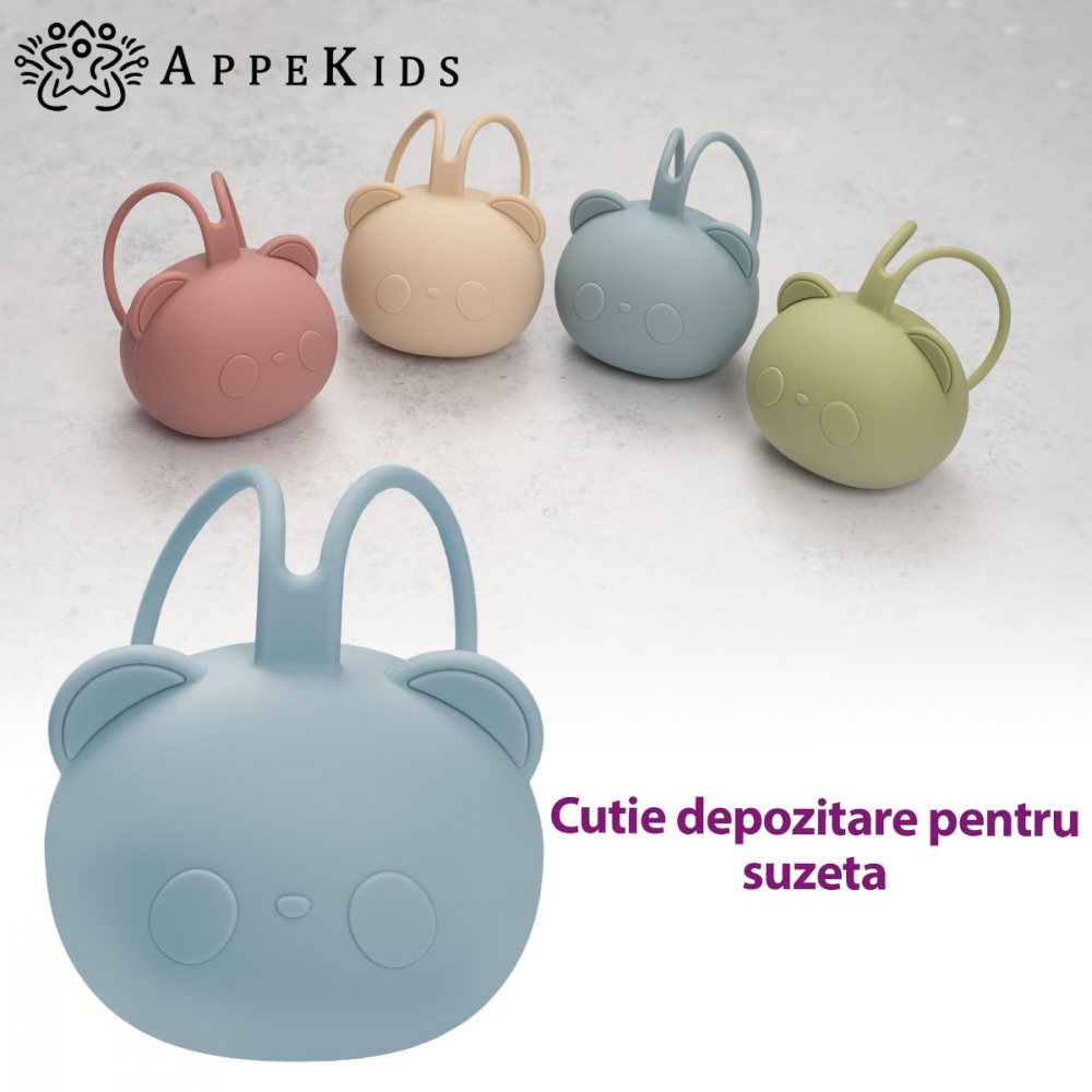 Suport pentru suzeta din silicon AppeKids The Little Bear Aqua Blue - 2 | YEO