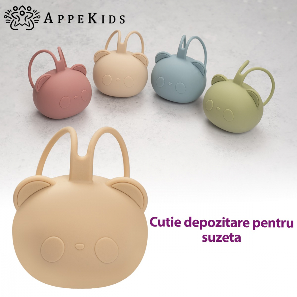 Suport pentru suzeta din silicon AppeKids The Little Bear Bubble Beige - 2 | YEO
