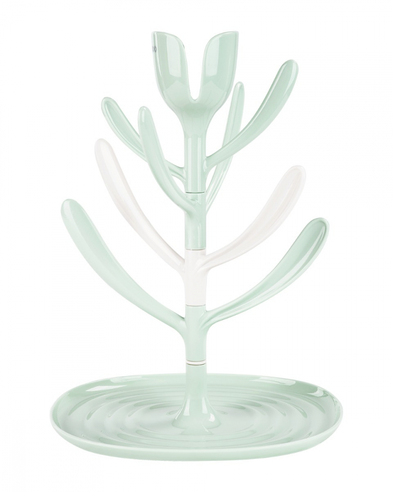 Suport pentru uscat biberoane KikkaBoo Tulip Mint,capacitate pana la 8 biberoane,din plastic nontoxic fara BPA