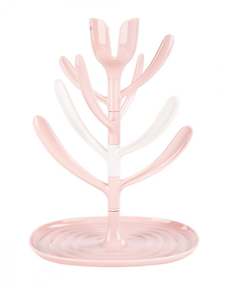 Suport pentru uscat biberoane KikkaBoo Tulip Pink,capacitate pana la 8 biberoane,din plastic nontoxic fara BPA