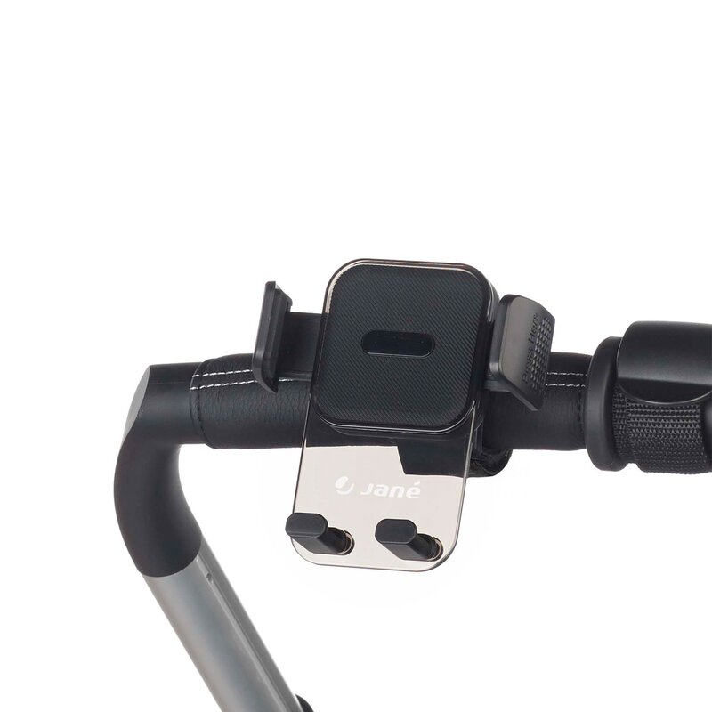 Suport telefon potrivit pentru carucior Jane, universal, reglabil, cu buton de blocare Black
