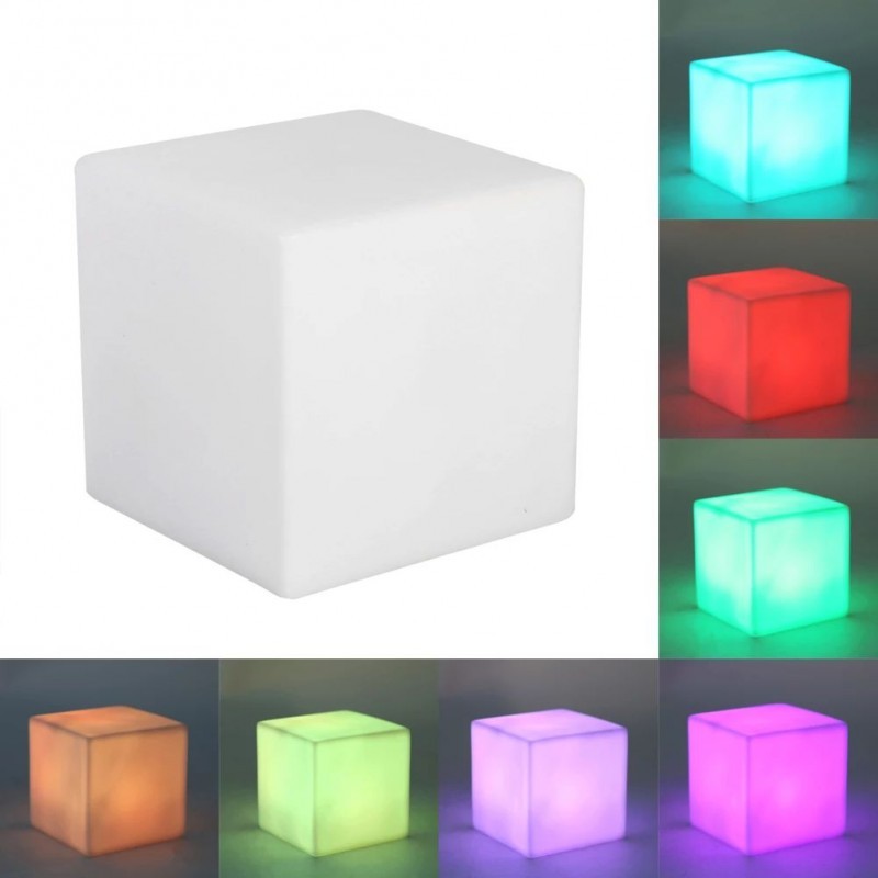 Taburet tip cub iluminat led, 40x40 cm, 16 culori, 4 moduri, control telecomanda - 1 | YEO