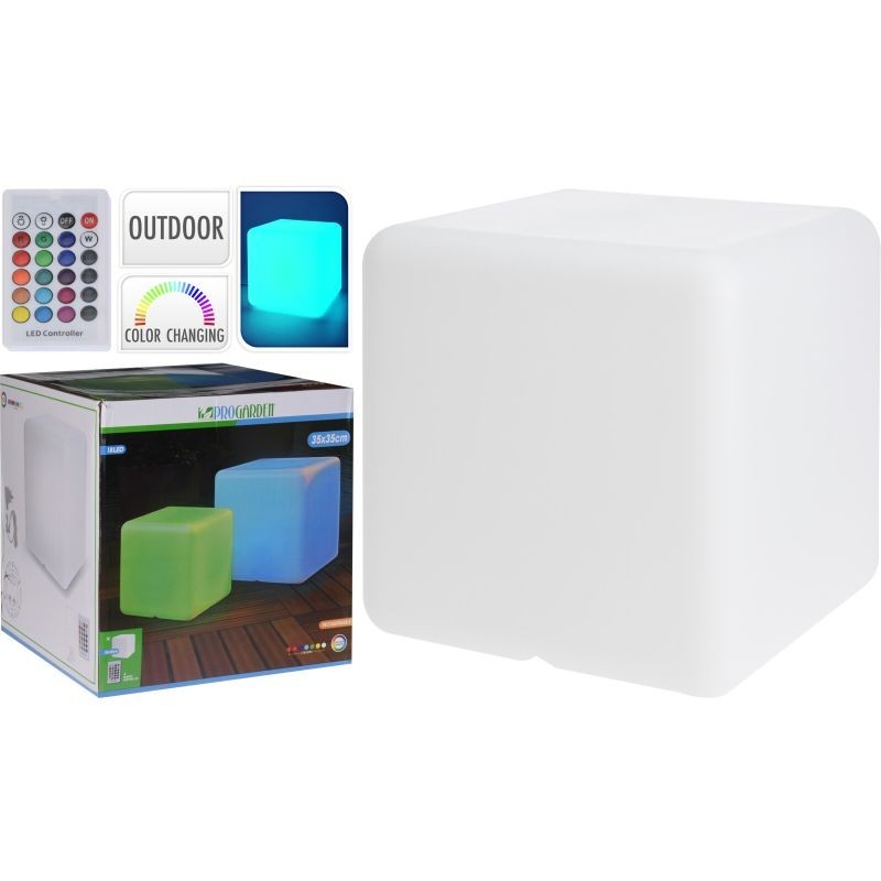Taburet tip cub iluminat led, 40x40 cm, 16 culori, 4 moduri, control telecomanda - 7