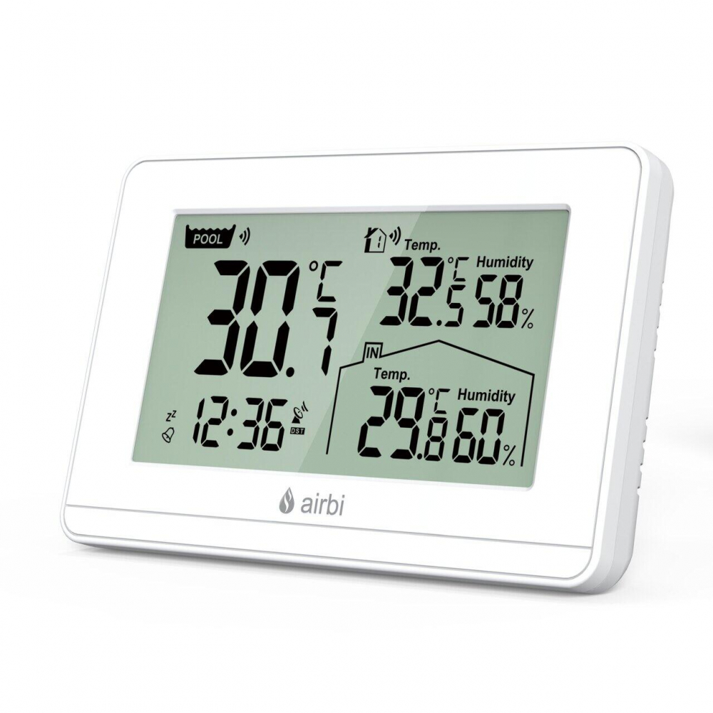 Termometru si higrometru digital de camera cu senzori wireless pentru exterior si pentru apa din piscina, lumina de fundal, Airbi POOL BI1021 - 1 | YEO