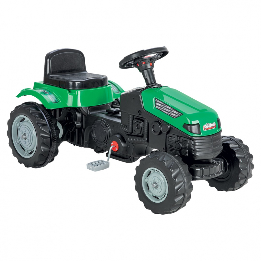 Tractor cu pedale pentru copii  de la 3ani pana la 50kg,volan cu claxon si transmisie pe lant Pilsan Active Green - 4