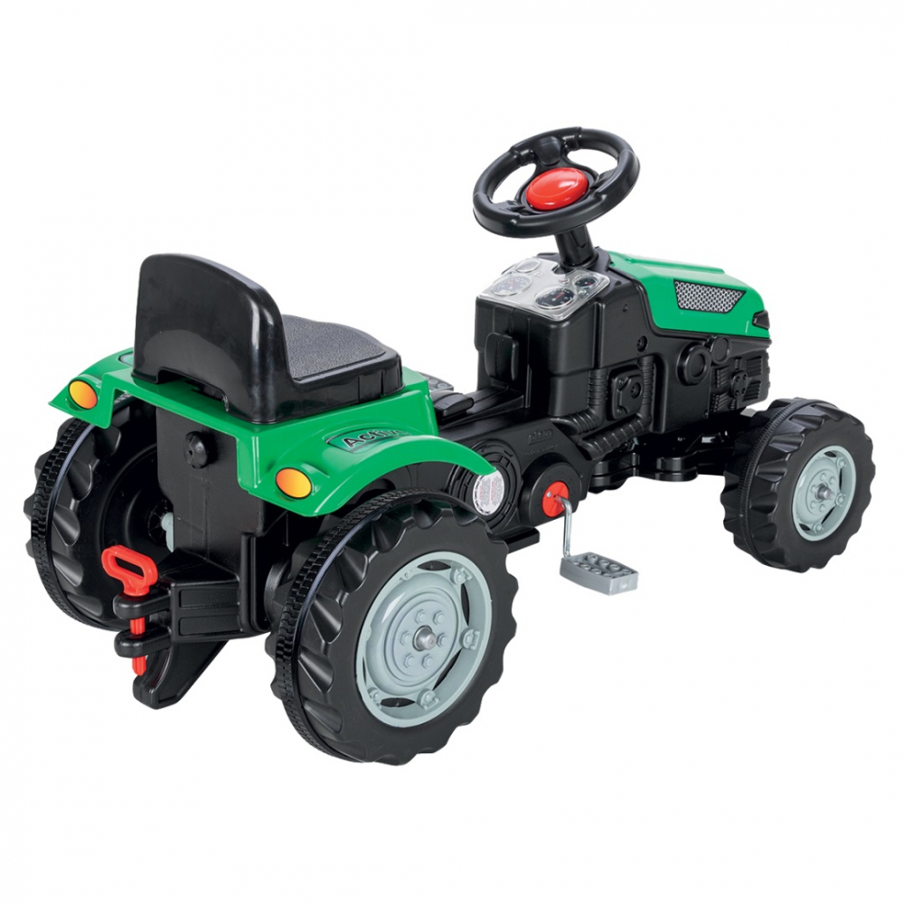 Tractor cu pedale pentru copii  de la 3ani pana la 50kg,volan cu claxon si transmisie pe lant Pilsan Active Green - 3