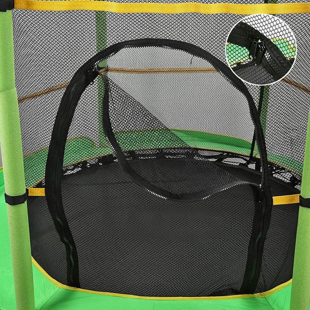 Trambulina copii, diametru 140 cm, maxim 45 kg, cu plasa de protectie, scara acces, verde - 2 | YEO