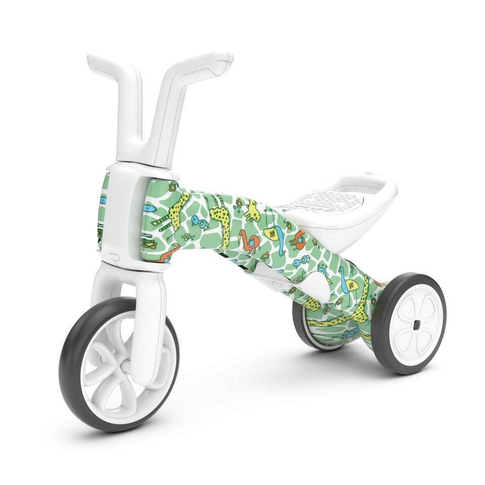 Tricicleta pentru copii Chillafish Bunzi Gidaffiti 2 in 1 transformabila in bicicleta fara pedale, scaun usor reglabil, roti din cauciuc sintetic, spatiu depozitare jucarii, greutate admisa 25 kg
