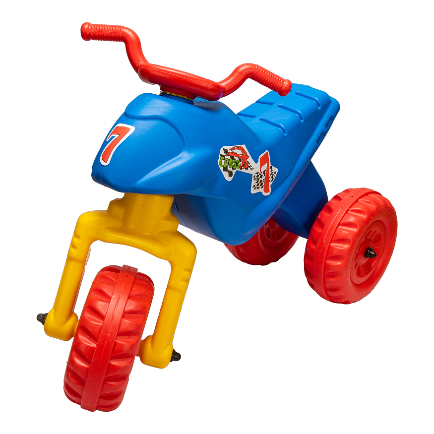 Tricicleta pentru copii Huby Toys Red Blue fara pedale, actionata cu picioarele, de la 18 luni, dimensiune 66 x 27.6 x 48.5 cm, - 1 | YEO