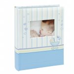 Album foto baby chart book, personalizabil, 300 fotografii, 10x15 cm, spatiu notite, pagini cartonate culoare albastru