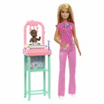 Set papusa Barbie blonda cu mobilier doctor pediatru
