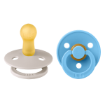 Set 2 suzete Bibs Colour Latex, tetina rotunda, 6 luni + Mushroom/Breeze
