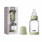 Set complet biberon din sticla anticolici cu tetina din silicon flux lent 120 ml Sage