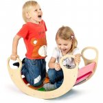 Balansoar rocker din lemn, placa de echilibru, multifunctional, multicolor