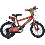 Bicicleta copii Dino Bikes Cars 3, 14 inch, varsta 4-7 ani, inaltimea 95-115 cm, cu frana de mana pe ambele roti, suport cu sticla de apa, roti ajutatoare, aparatoare lant