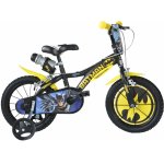 Bicicleta copii Dino Bikes Batman 14 inch, varsta 4-5 ani, inaltimea 95-115 cm, frana de mana pe ambele roti, scaun reglabil, roti ajutatoare detasabile, greutate maxima suportata 50 kg