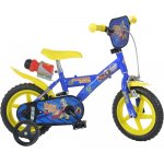 Bicicleta copii Dino Bikes Pompierul Sam 12 inch, varsta 3-4 ani, inaltimea 87-110 cm, frana de mana pe roata din fata, roti din cauciuc EVA, aparatoare lant, recipient pentru apa