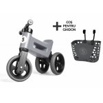Tricicleta copii fara pedale 2 in 1 cu cosulet pentru ghidon Funny Wheels Rider Sport Gri, inaltime scaun 27-29 cm, raza de viraj limitata, de la 18 luni, greutate maxima admisa 25 Kg