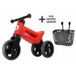 Tricicleta copii fara pedale 2 in 1 cu cosulet pentru ghidon Funny Wheels Rider Sport Rosu, inaltime scaun 27-29 cm, raza de viraj limitata, de la 18 luni, greutate maxima admisa 25 Kg